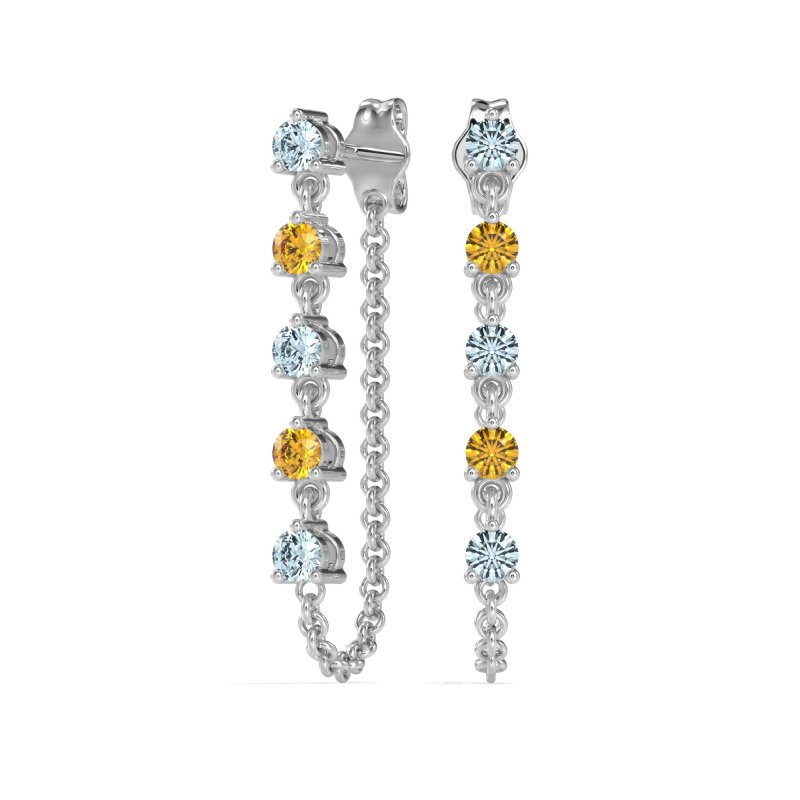 Dangling Chain Stud Drop Earrings