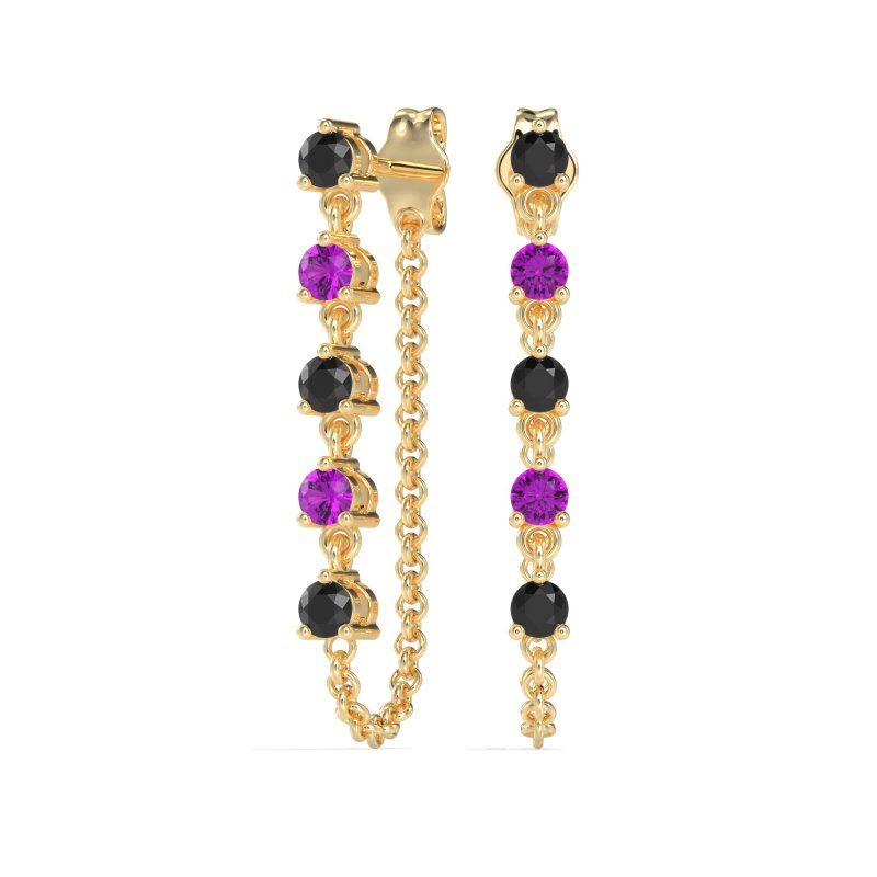 Dangling Chain Stud Drop Earrings