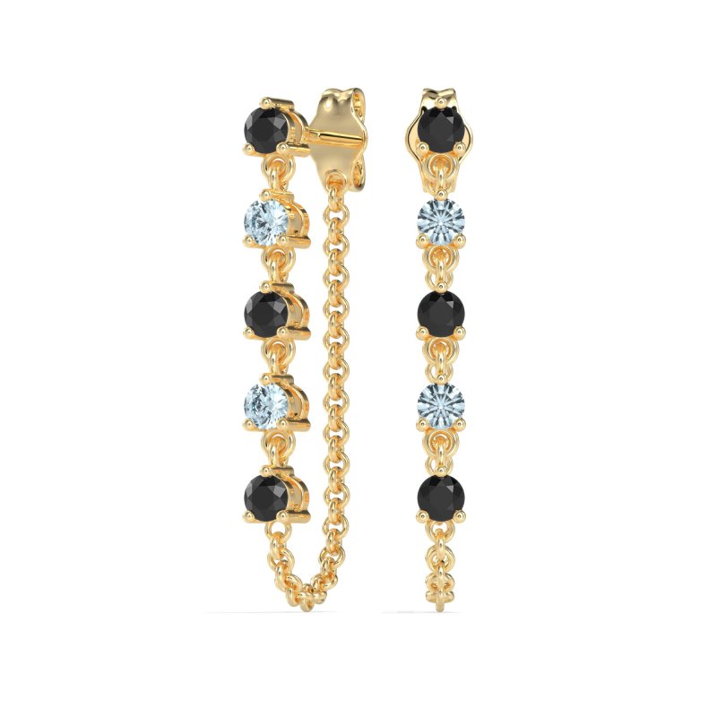 Dangling Chain Stud Drop Earrings