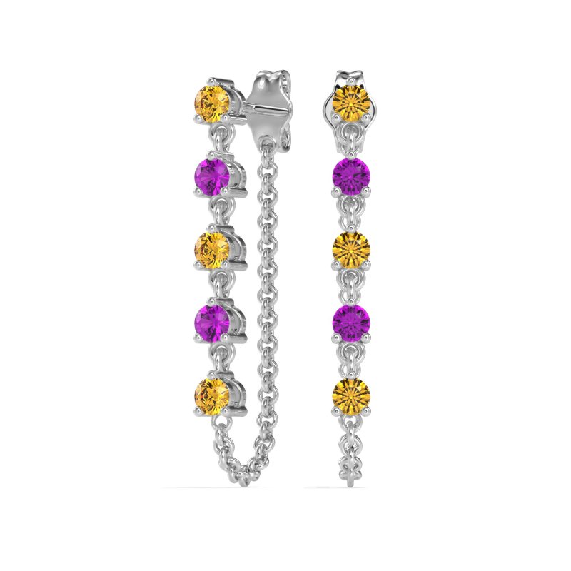 Dangling Chain Stud Drop Earrings