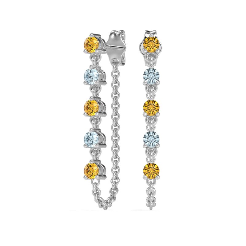 Dangling Chain Stud Drop Earrings