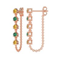 Dangling Chain Stud Drop Earrings