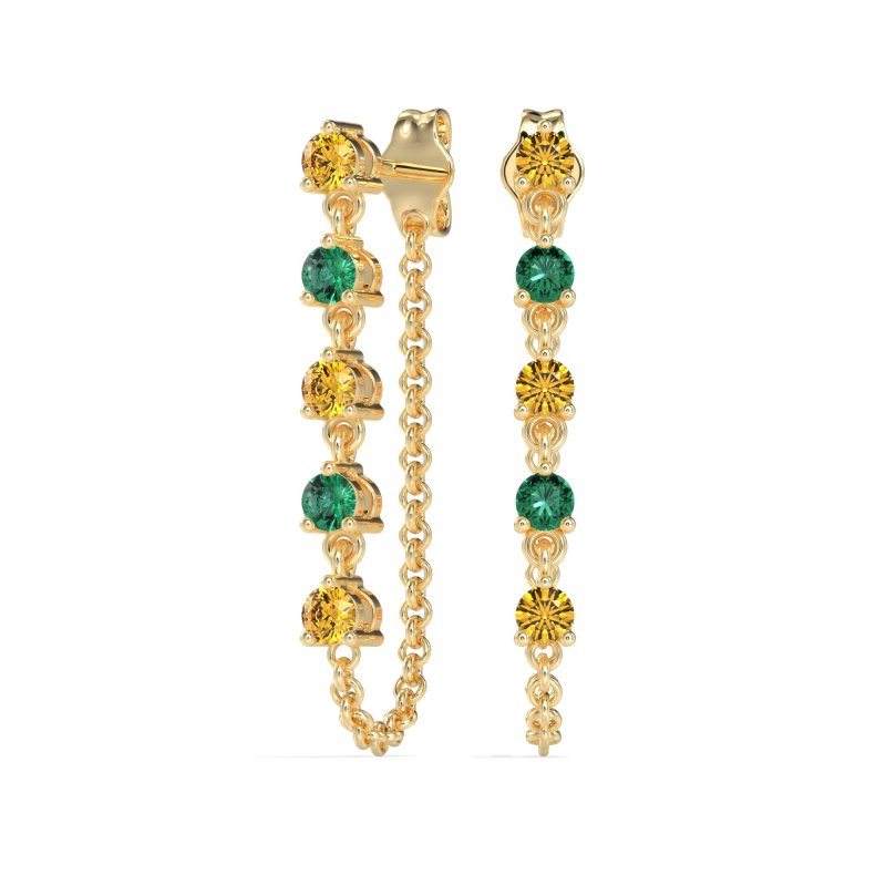 Dangling Chain Stud Drop Earrings