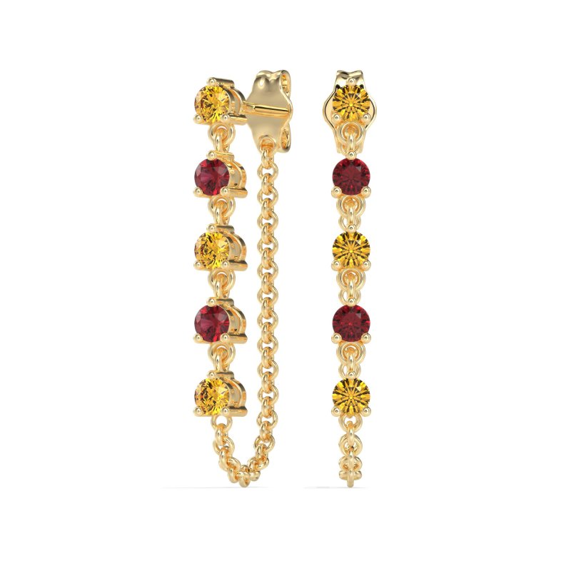 Dangling Chain Stud Drop Earrings