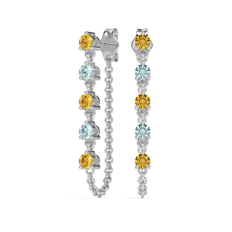 Dangling Chain Stud Drop Earrings