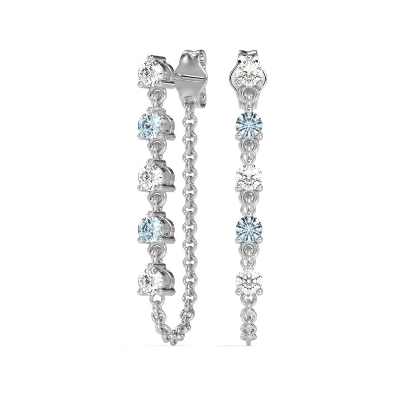 Dangling Chain Stud Drop Earrings