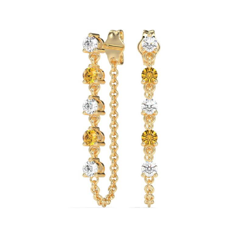 Dangling Chain Stud Drop Earrings