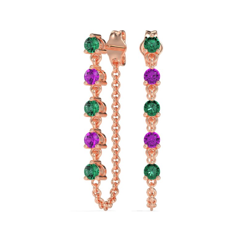 Dangling Chain Stud Drop Earrings