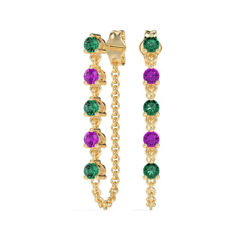 Dangling Chain Stud Drop Earrings