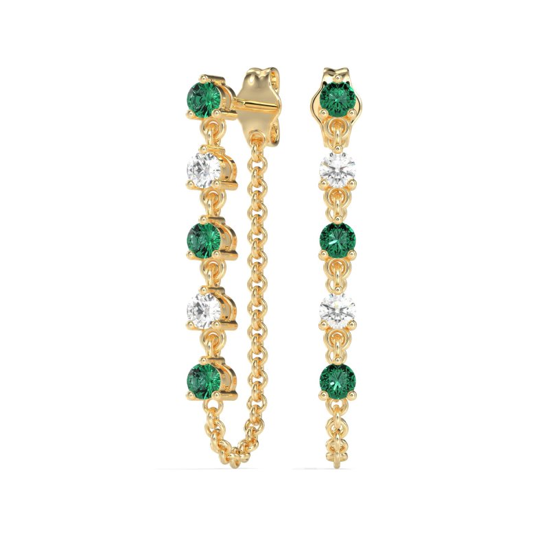 Dangling Chain Stud Drop Earrings