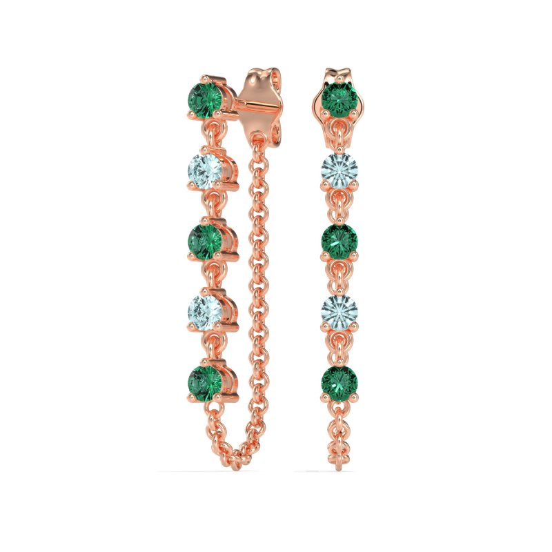 Dangling Chain Stud Drop Earrings