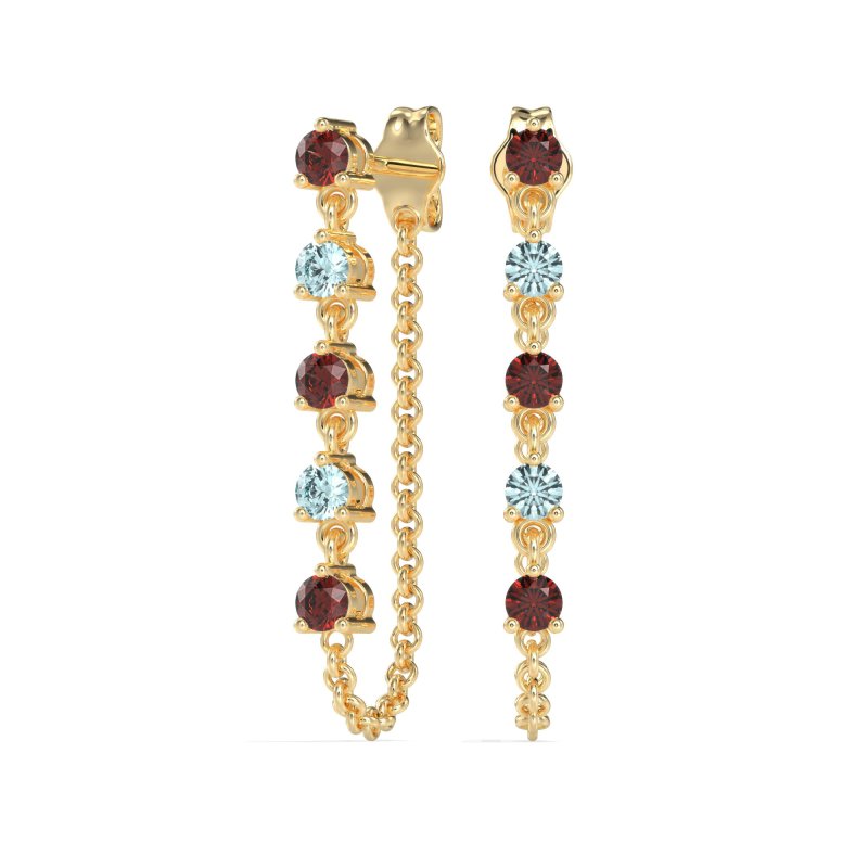 Dangling Chain Stud Drop Earrings