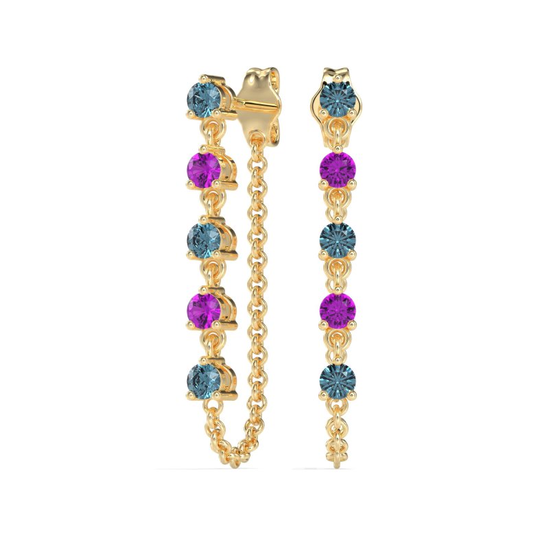 Dangling Chain Stud Drop Earrings