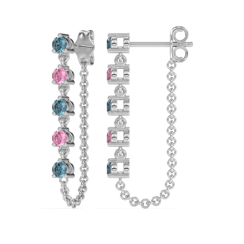 Dangling Chain Stud Drop Earrings