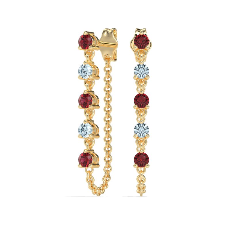 Dangling Chain Stud Drop Earrings