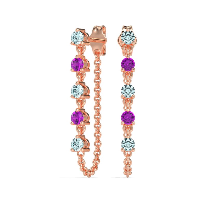 Dangling Chain Stud Drop Earrings
