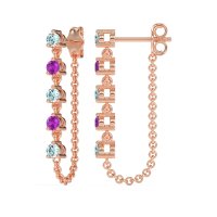 Dangling Chain Stud Drop Earrings