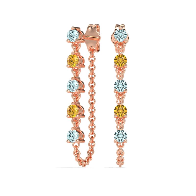 Dangling Chain Stud Drop Earrings