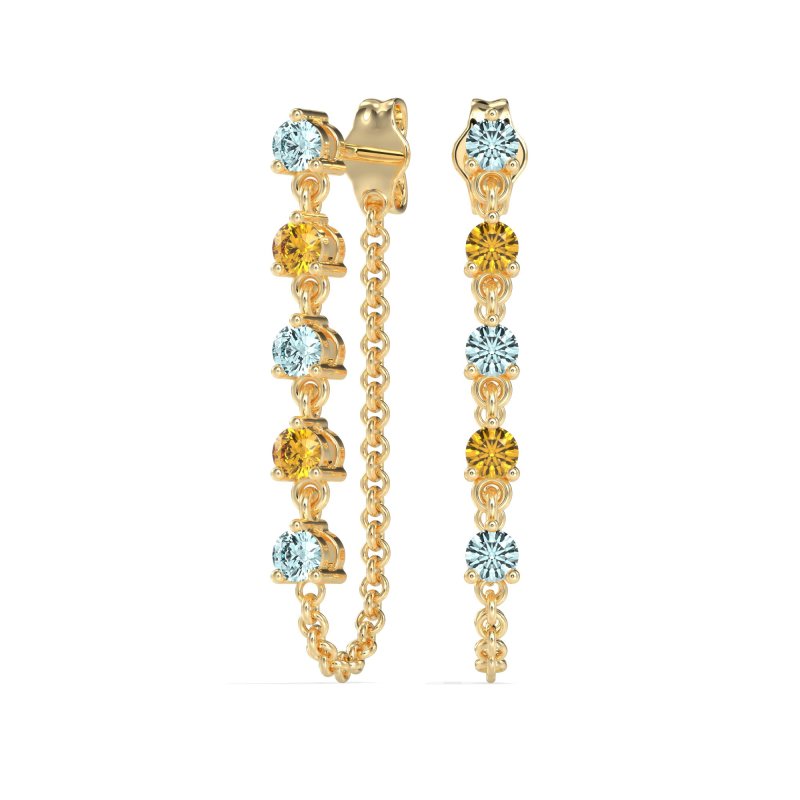 Dangling Chain Stud Drop Earrings