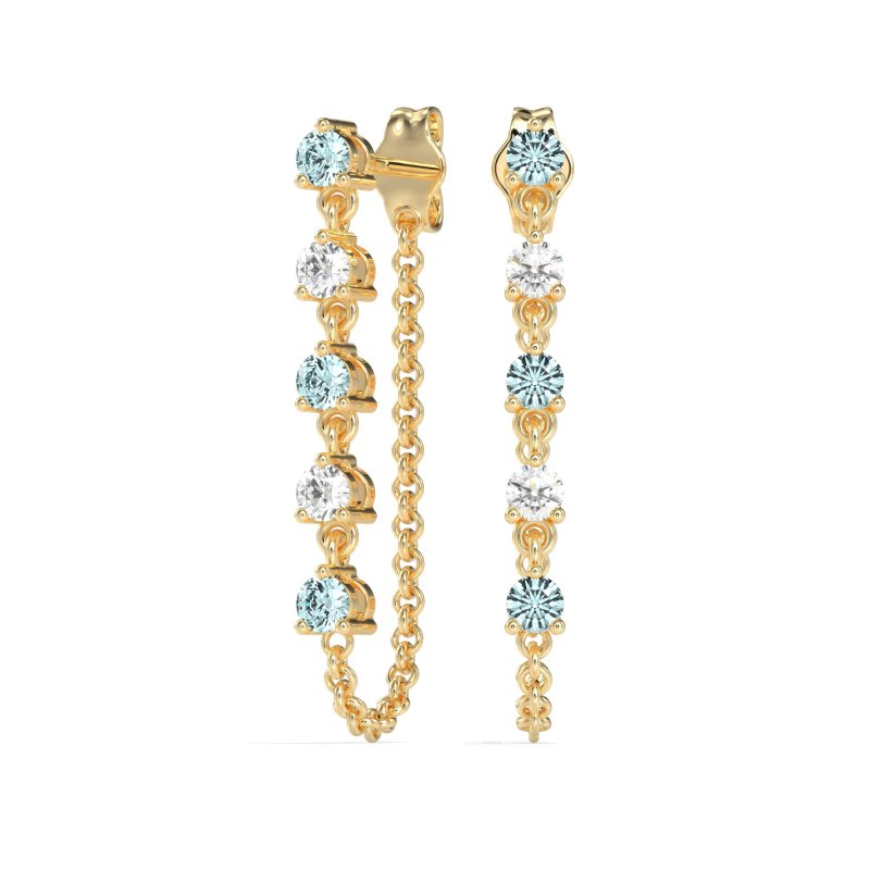Dangling Chain Stud Drop Earrings