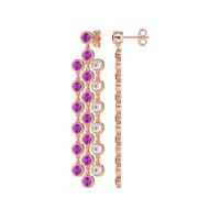Three-Row Dangling Bezel Earrings
