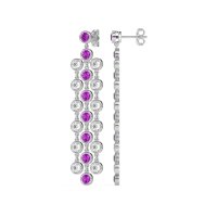 Three-Row Dangling Bezel Earrings