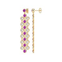 Three-Row Dangling Bezel Earrings