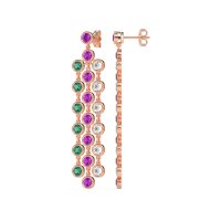 Three-Row Dangling Bezel Earrings