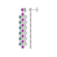 Three-Row Dangling Bezel Earrings