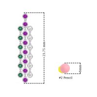 Three-Row Dangling Bezel Earrings