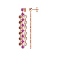 Three-Row Dangling Bezel Earrings