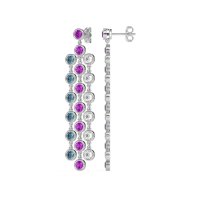 Three-Row Dangling Bezel Earrings
