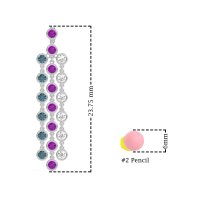 Three-Row Dangling Bezel Earrings