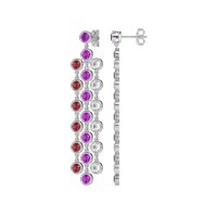 Three-Row Dangling Bezel Earrings