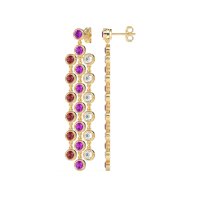 Three-Row Dangling Bezel Earrings