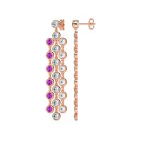 Three-Row Dangling Bezel Earrings