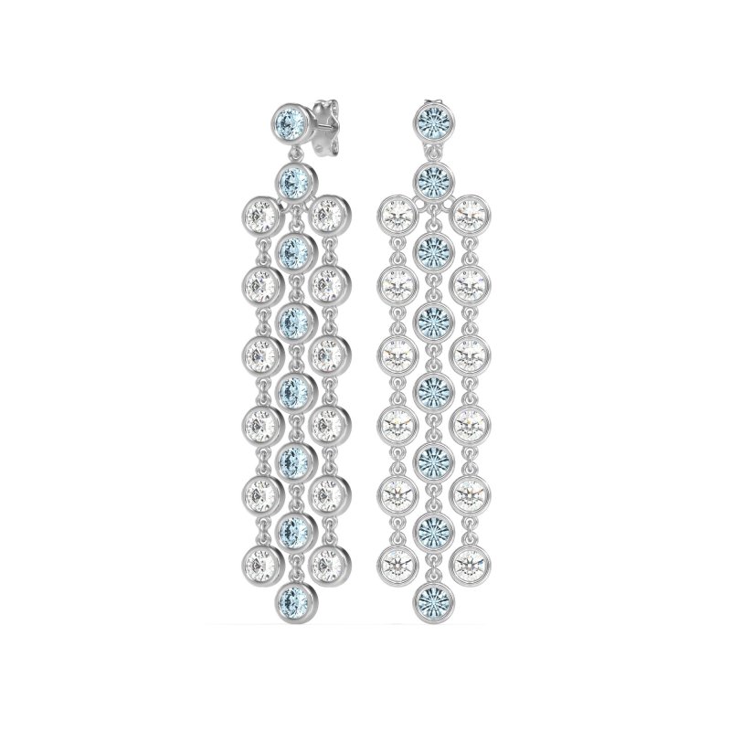 Three-Row Dangling Bezel Earrings
