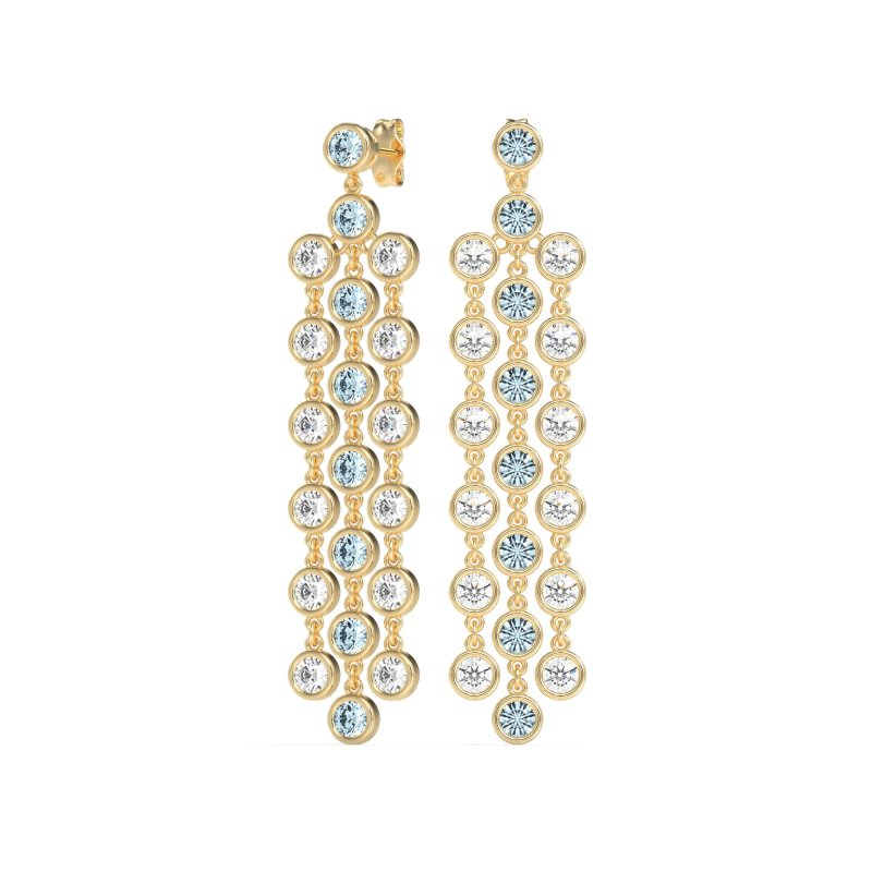 Three-Row Dangling Bezel Earrings