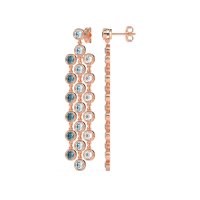 Three-Row Dangling Bezel Earrings