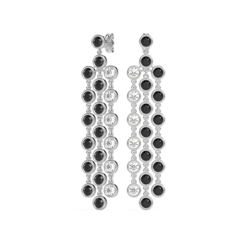 Three-Row Dangling Bezel Earrings