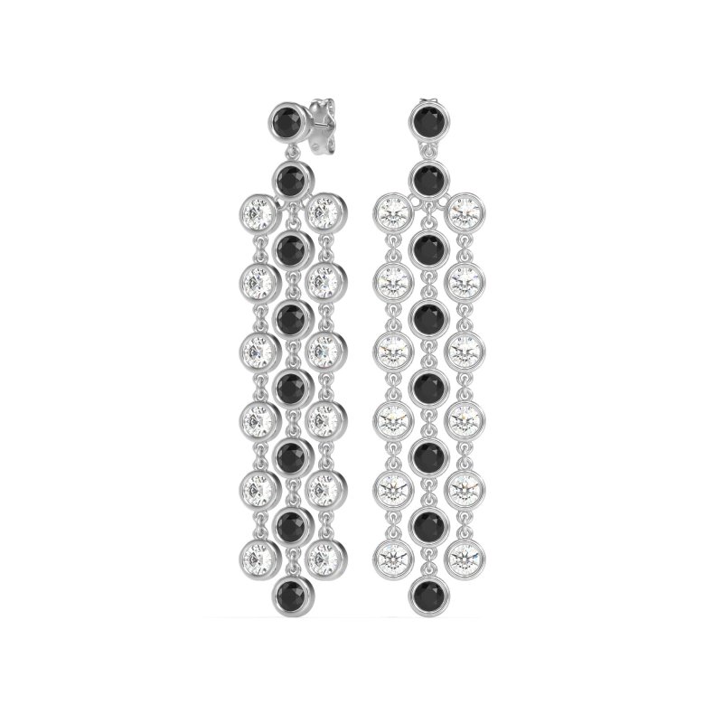 Three-Row Dangling Bezel Earrings