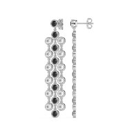 Three-Row Dangling Bezel Earrings