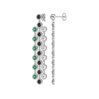 Three-Row Dangling Bezel Earrings