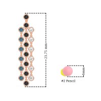 Three-Row Dangling Bezel Earrings