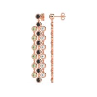 Three-Row Dangling Bezel Earrings