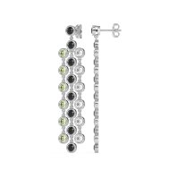 Three-Row Dangling Bezel Earrings