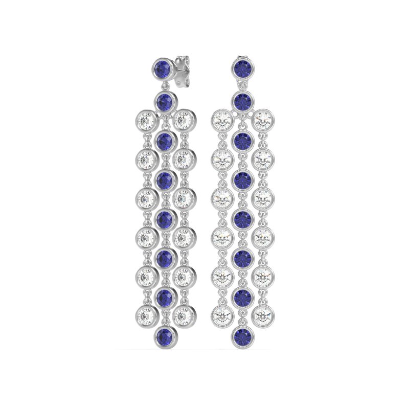 Three-Row Dangling Bezel Earrings