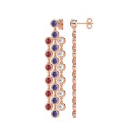 Three-Row Dangling Bezel Earrings