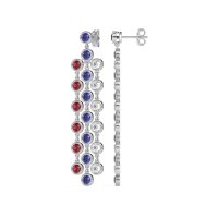 Three-Row Dangling Bezel Earrings