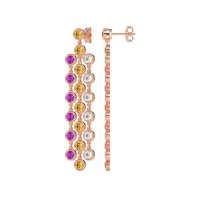 Three-Row Dangling Bezel Earrings